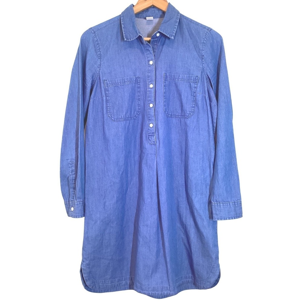 Old Navy Lightweight Chambray Shirt Dress Button Front Soft - Small Petite